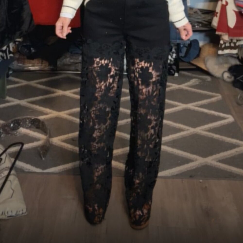 Black Lace Panel Women’s Jeans